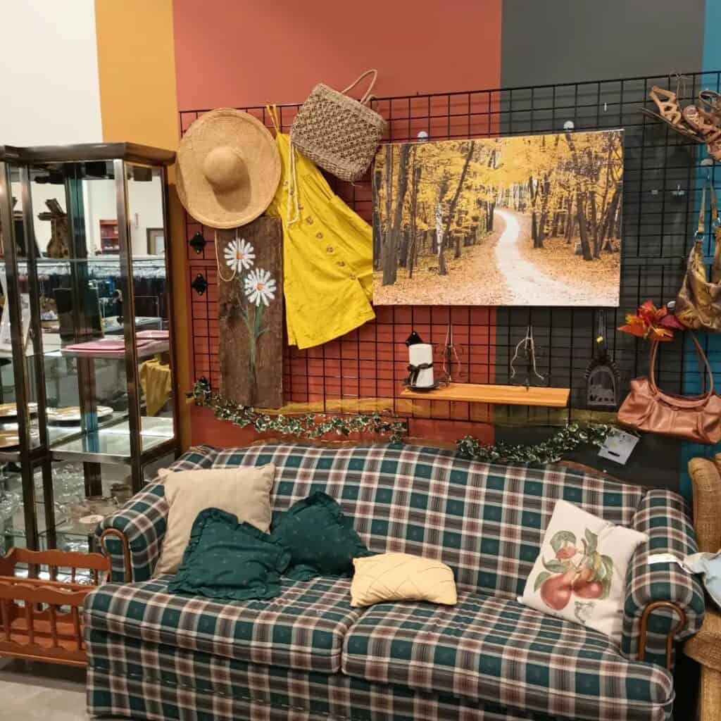 couch and other items inside thrift store