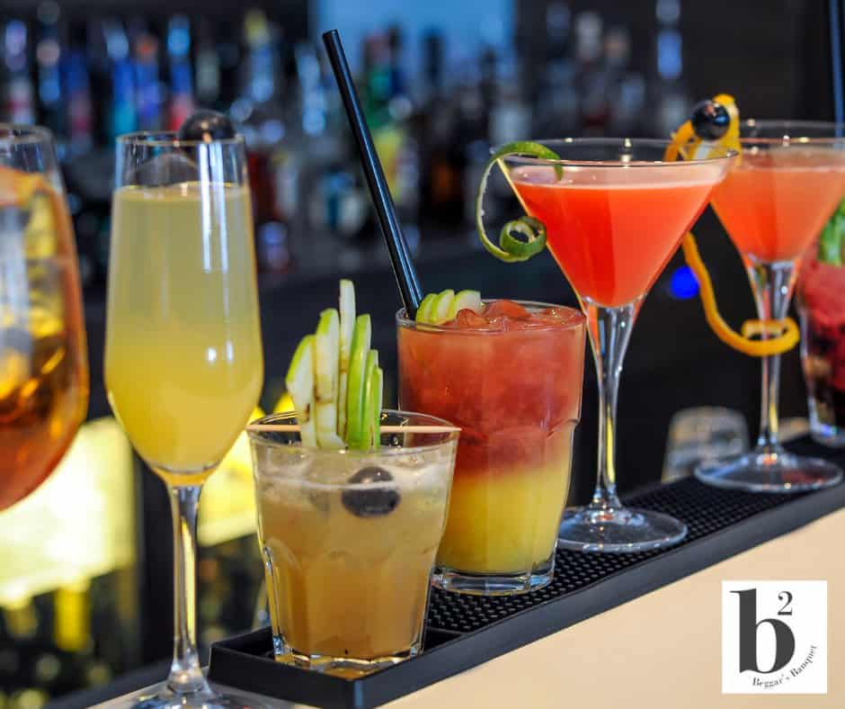breakfast cocktails on bar
