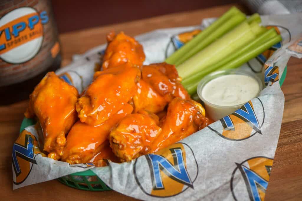 basket of buffalo wings