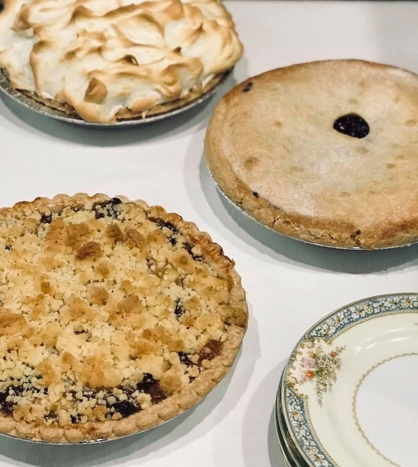 three pies and plates