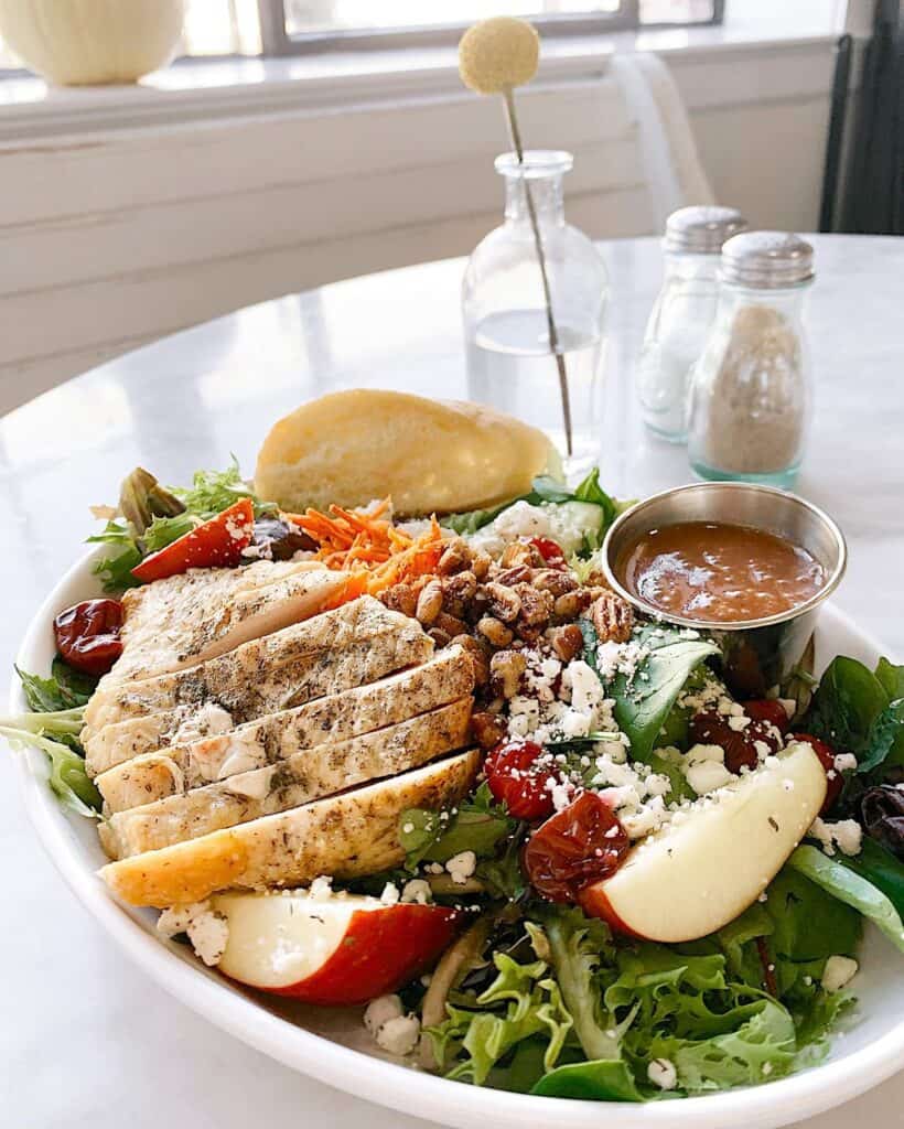 chicken salad on table