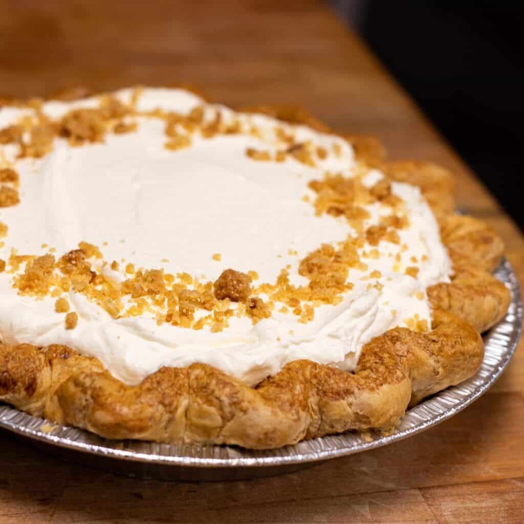 pie with cream on top