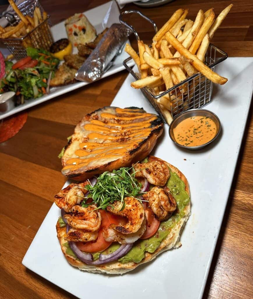 shrimp torta with fries