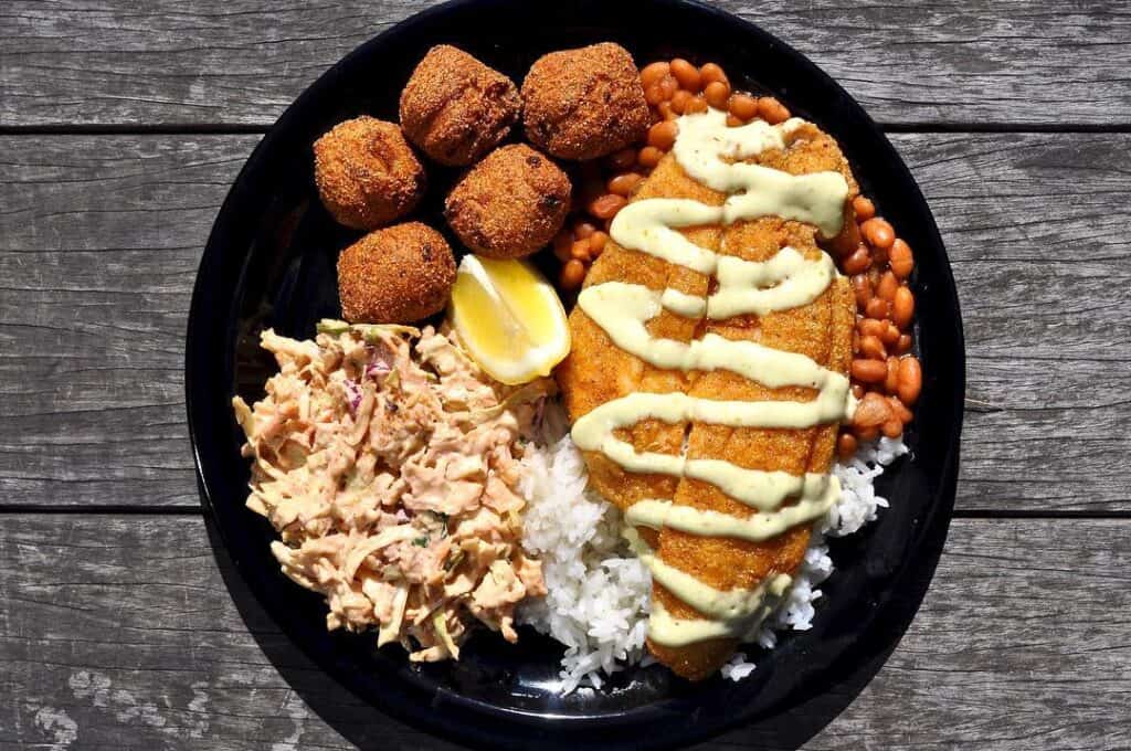 fried fish meal on plate