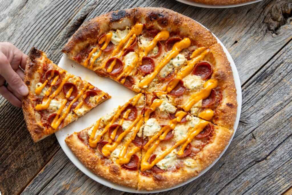 pizza with drizzle