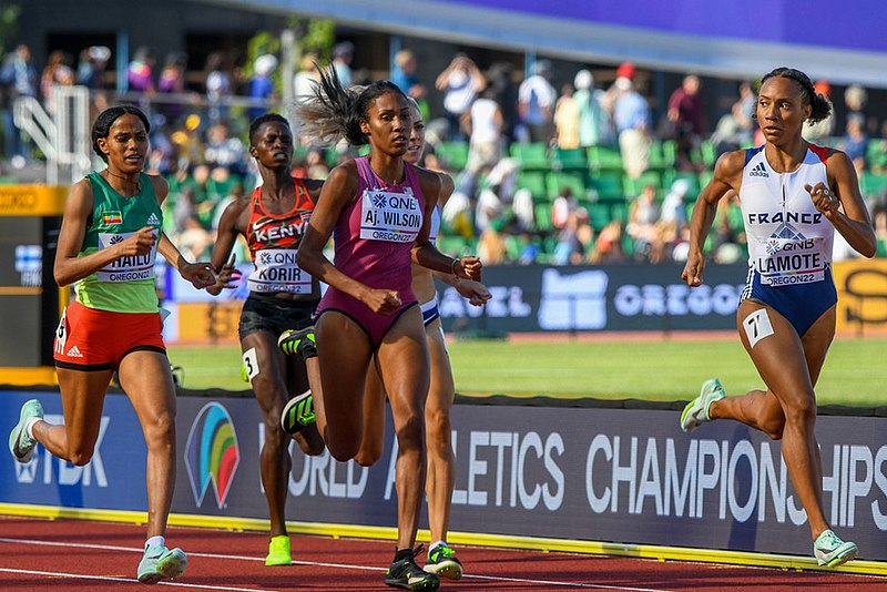 Ajee' Wilson competing at track event