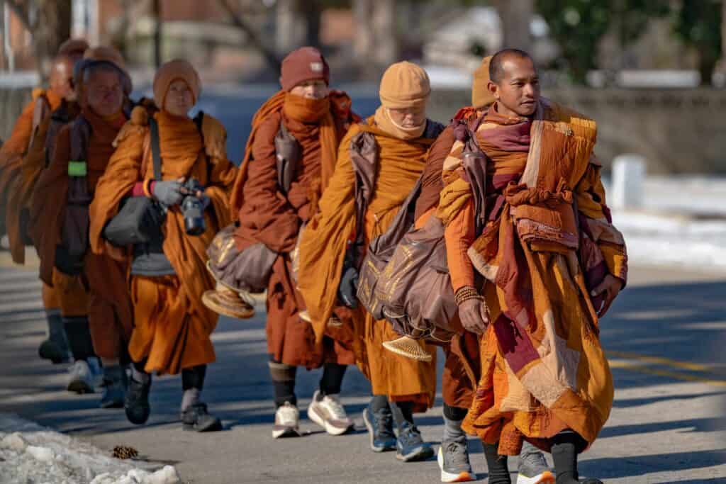 Buddhist monks bring message of peace to Fort Worth on Valentine’s Day after 2,000+-mile journey